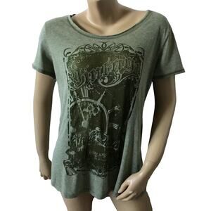 JTB Graphic Tee Womens XL Green Sheer Burnout Short Sleeve Edgy Top NWT
